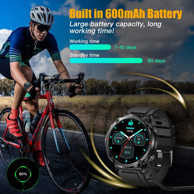 HOFIT Military Smart Watches for Men(Answer/Dial Calls), Sport Watches, Fitness Watch with 1.6 in HD Touch Screen, Call, Pedometers, Smartwatch Gifts for Him - The Gadget Collective