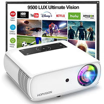 HOPVISION Native 1080P Projector Full HD, 9500Lux Movie Projector with 150000 Hours LED Lamp Life, Support 4K 350