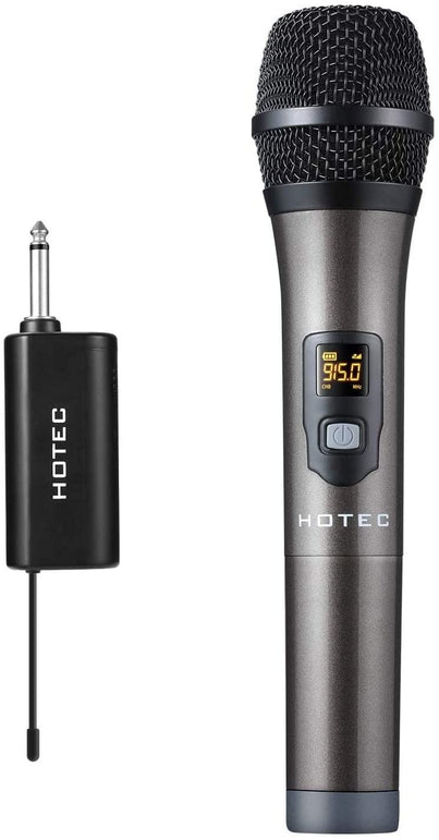 Hotec UHF Wireless Dynamic Handheld Microphone with Rechargeable 1/4” Output Mini Portable Receiver for Live Performance Over PA, Mixer, Speaker (H-U0 - The Gadget Collective