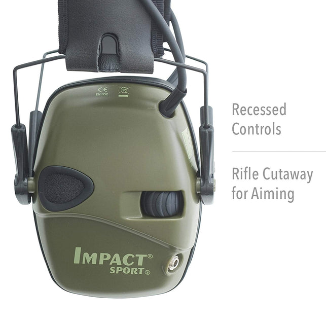 Howard Leight by Honeywell Impact Sport Sound Amplification Electronic Shooting Earmuff, Classic Green (R-01526) - The Gadget Collective