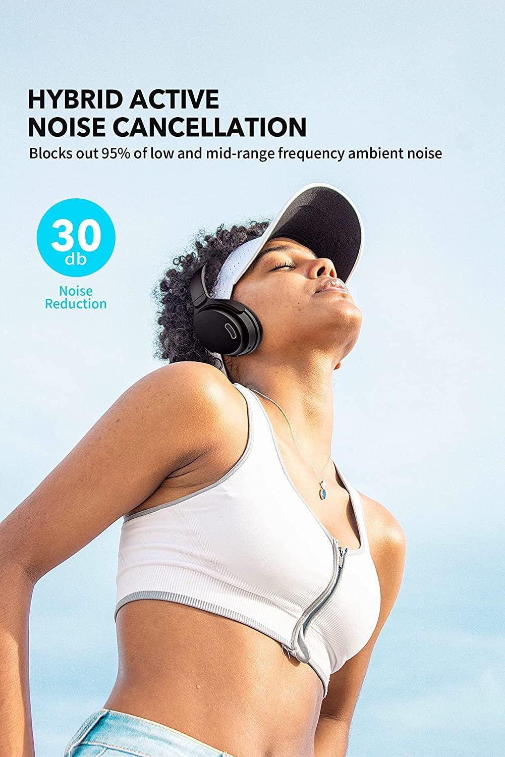 Hroeenoi Active Noise Cancelling Headphones HROEENOI JZ02 Bluetooth Headphones Wireless Over Ear Headphones with CVC 8.0 Microphone Deep Bass Headse