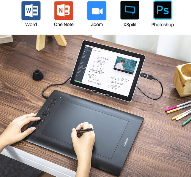 HUION H610 Pro V2 Graphic Drawing Tablet Android Supported Pen Tablet Tilt Function Battery-Free Stylus 8192 Pen Pressure with 8 Express Keys - The Gadget Collective