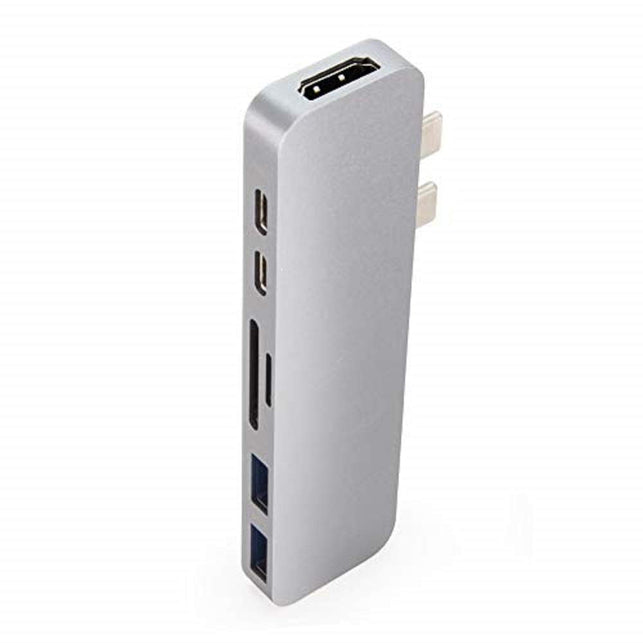 HyperDrive USB C Hub, Best Type-C Duo Adapter 50Gbps MacBook Pro 2018 2017 2016 13" 15", 7in2: USB-C 100W Power Delivery, USBC 5Gbps Data, 4K HDMI, mi - The Gadget Collective