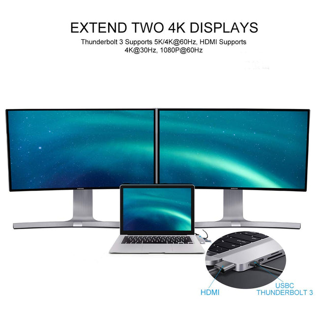 HyperDrive USB C Hub, Best Type-C Duo Adapter 50Gbps MacBook Pro 2018 2017 2016 13" 15", 7in2: USB-C 100W Power Delivery, USBC 5Gbps Data, 4K HDMI, mi - The Gadget Collective