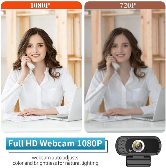 HZQDLN Webcam HD 1080P,Webcam with Microphone, USB Desktop Laptop Camera with 110 Degree Widescreen,Stream Webcam for Calling, Recording,Conferencing, Gaming,Webcam with Privacy Shutter and Tripod - The Gadget Collective