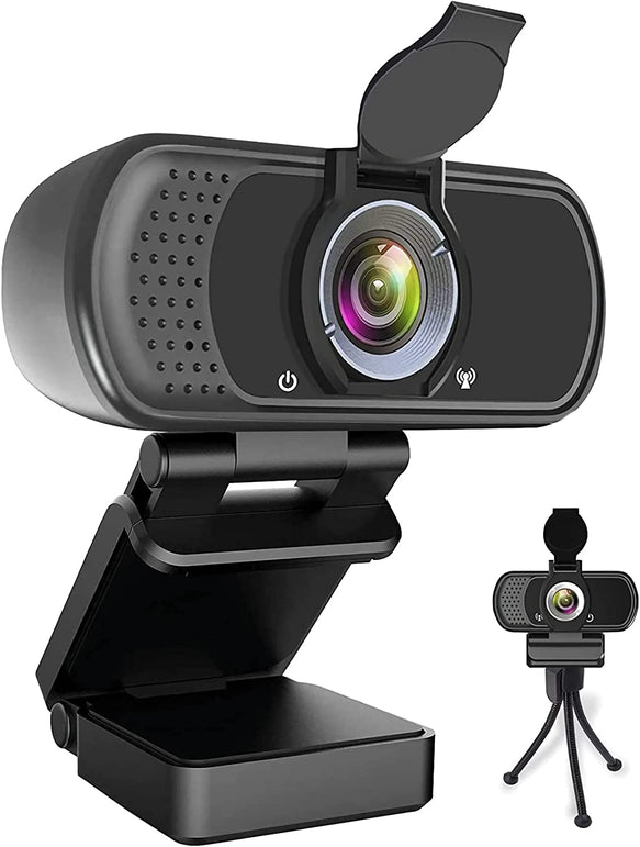 HZQDLN Webcam HD 1080P,Webcam with Microphone, USB Desktop Laptop Camera with 110 Degree Widescreen,Stream Webcam for Calling, Recording,Conferencing, Gaming,Webcam with Privacy Shutter and Tripod - The Gadget Collective