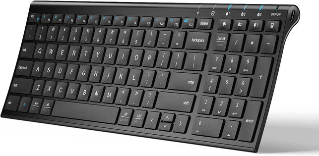 Iclever BK10 Bluetooth Keyboard, Multi Device Keyboard Rechargeable Bluetooth 5.1 with Number Pad Ergonomic Design Full Size Stable Connection Keyboard for Ipad, Iphone, Mac, Ios, Android, Windows - The Gadget Collective