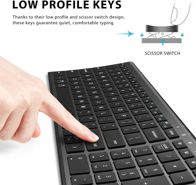Iclever BK10 Bluetooth Keyboard, Multi Device Keyboard Rechargeable Bluetooth 5.1 with Number Pad Ergonomic Design Full Size Stable Connection Keyboard for Ipad, Iphone, Mac, Ios, Android, Windows - The Gadget Collective