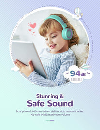 Iclever BTH02 Kids Headphones, Kids Wireless Headphones with MIC, 22H Playtime, Bluetooth 5.0 & Stereo Sound, Foldable, Adjustable Headband, Childrens Headphones for Ipad Tablet Home School, Green - The Gadget Collective