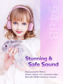 Iclever BTH03 Kids Wireless Headphones, Colorful LED Lights Kids Headphones with MIC, 25H Playtime, Stereo Sound, Bluetooth 5.0, Foldable, Childrens Headphones on Ear for Study Tablet Airplane, Pink - The Gadget Collective