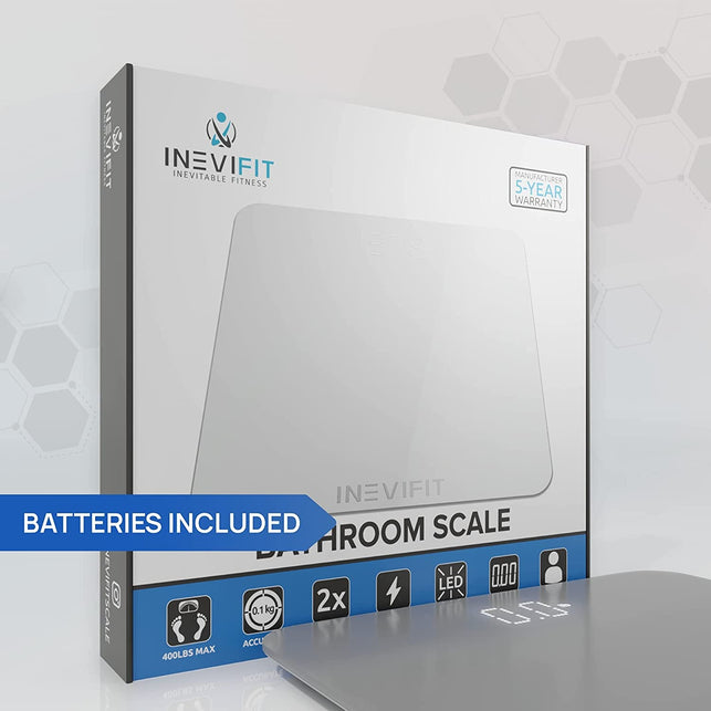 INEVIFIT Bathroom Scale, Highly Accurate Digital Bathroom Body Scale, Measures Weight up to 400 Lbs. Includes Batteries - The Gadget Collective