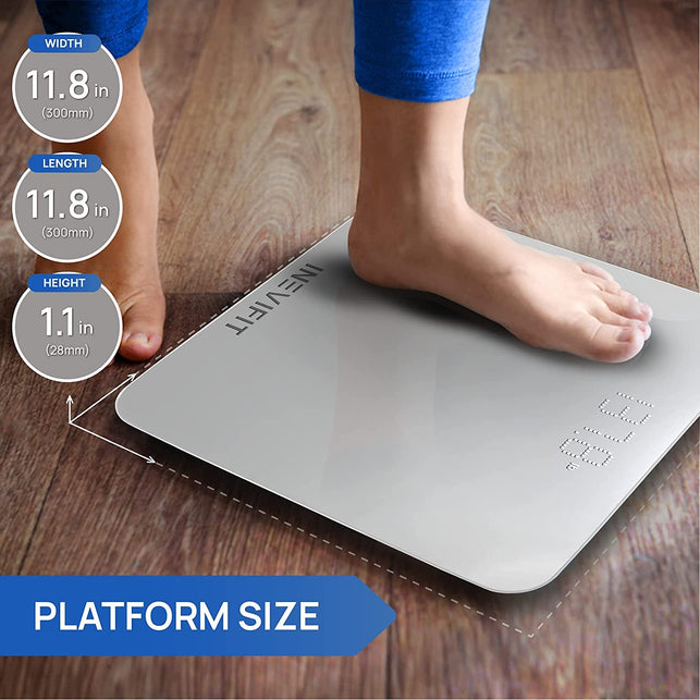 INEVIFIT Bathroom Scale, Highly Accurate Digital Bathroom Body Scale, Measures Weight up to 400 Lbs. Includes Batteries - The Gadget Collective