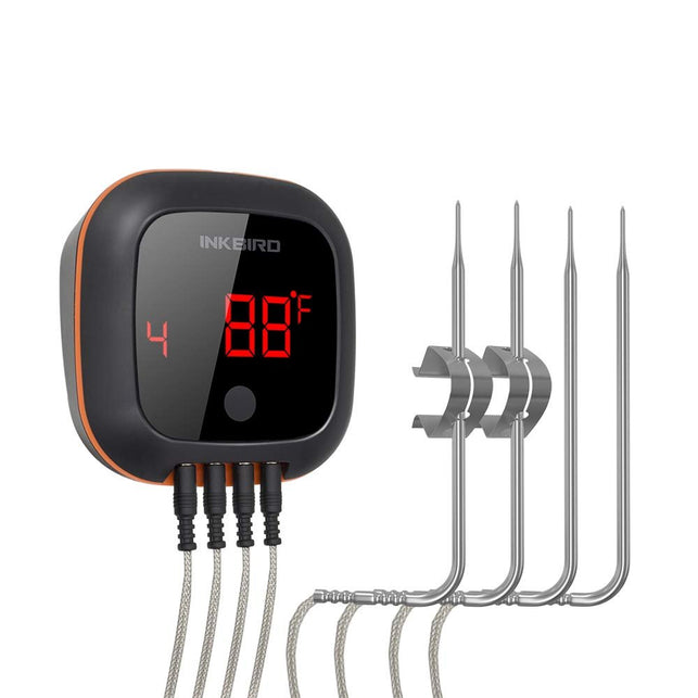 Inkbird IBT-4XS Bluetooth Wireless Meat Grill Thermometer, with 1000mAh Li-Battery and USB Charging Cable, Magnet, Timer, Alarm BBQ Thermometers for D - The Gadget Collective