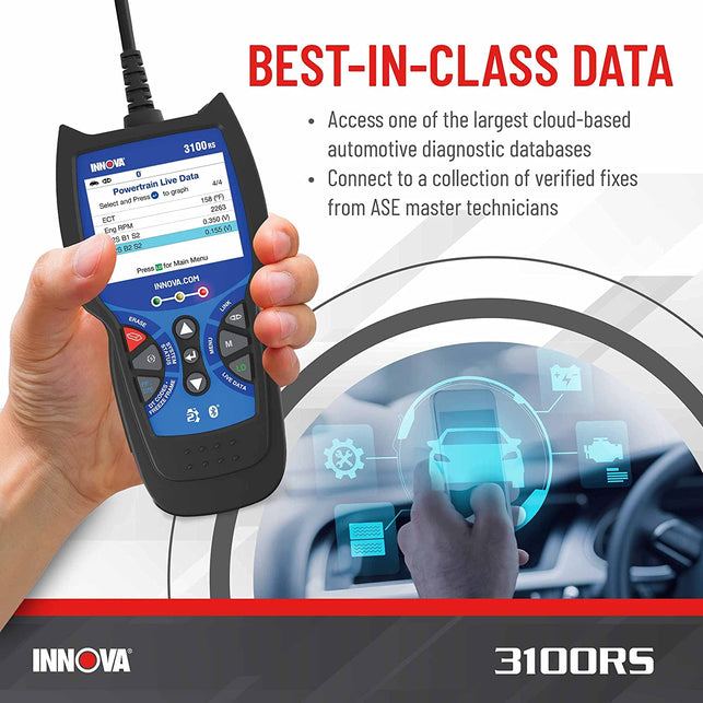 INNOVA 3100RS Live Data OBD2 Scanner Read/Erase OBD2 ABS SRS Codes Reset Oil Light - Fast & Easy to use - Free Updates - Bluetooth w Free RepairSoluti - The Gadget Collective