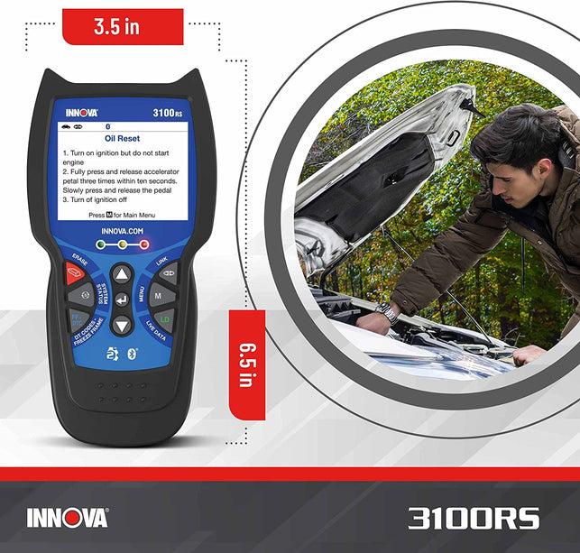 INNOVA 3100RS Live Data OBD2 Scanner Read/Erase OBD2 ABS SRS Codes Reset Oil Light - Fast & Easy to use - Free Updates - Bluetooth w Free RepairSoluti - The Gadget Collective