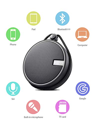 INSMY C12 IPX7 Waterproof Shower Bluetooth Speaker, Portable Wireless Outdoor Speaker with HD Sound, Support TF Card, Suction Cup for Home, Pool, Beach, Boating, Hiking 12H Playtime (Black) - The Gadget Collective