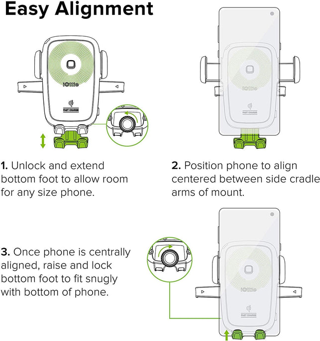 iOttie Easy One Touch Wireless Qi Fast Charge Car Mount Kit || Fast Charge: Samsung Galaxy S10 S9 Plus S8 S7 Edge Note 8 5 | Standard Charge: IPhone X - The Gadget Collective