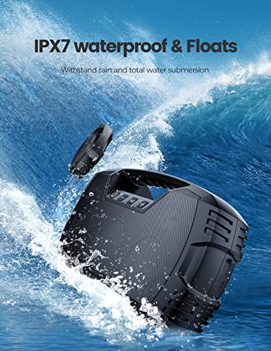 IPX7 Waterproof Bluetooth Speaker, 40W Portable Wireless Speaker, 32H Playtime, Stereo Loud Sound, Deep Bass, Outdoor Speaker with Handle, Bluetooth 5.0, Built-in Mic, Power Bank for Party,Pool,Beach - The Gadget Collective