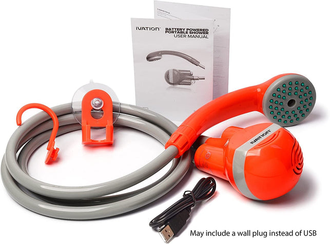 Ivation Portable Outdoor Shower, Battery Powered - Compact Handheld Rechargeable Camping Showerhead - Pumps Water from Bucket into Steady, Gentle Shower Stream - The Gadget Collective