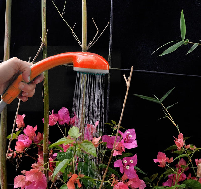 Ivation Portable Outdoor Shower, Battery Powered - Compact Handheld Rechargeable Camping Showerhead - Pumps Water from Bucket into Steady, Gentle Shower Stream - The Gadget Collective
