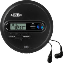 Jensen Portable CD Player Personal CD/MP3 Player + AM/FM Radio + with LCD Display Bass Boost 60-Second anti Skip CD R/Rw/Compatible+ Sport Earbuds Included (Limited Edition Black Series) - The Gadget Collective