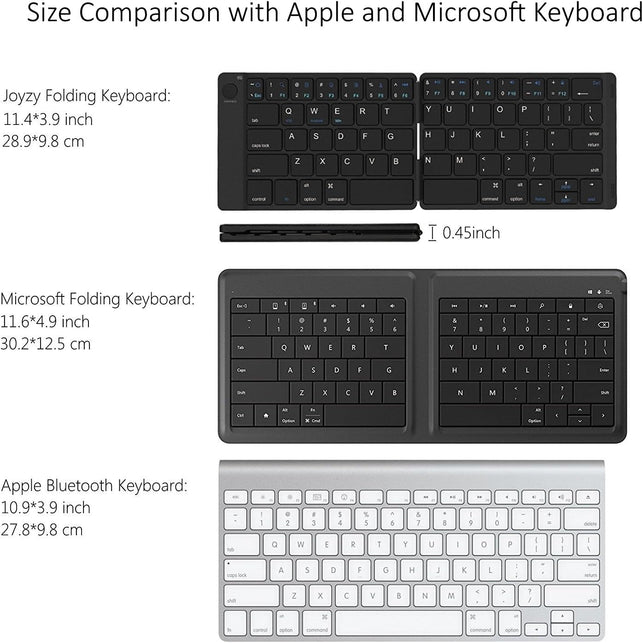 Joyzy Bluetooth Folding Keyboard Foldable Bluetooth Keyboard Rechargeable Full Size Foldable Keyboard for Ios Phone Android Smartphone Tablet Windows Laptop - The Gadget Collective