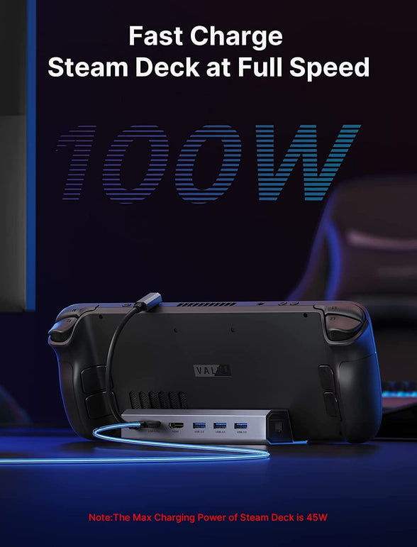 JSAUX Docking Station Compatible with Steam Deck, 6-In-1 Steam Deck Dock with HDMI 2.0 4K@60Hz, Gigabit Ethernet, 3 USB-A 3.0 and Full Speed Charging USB-C Port Compatible with Valve Steam Deck-Hb0603 - The Gadget Collective