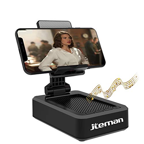 JTEMAN Cell Phone Stand with Wireless Bluetooth Speaker and Anti-Slip Base HD Surround Sound Perfect for Home and Outdoors with Bluetooth Speaker for - The Gadget Collective