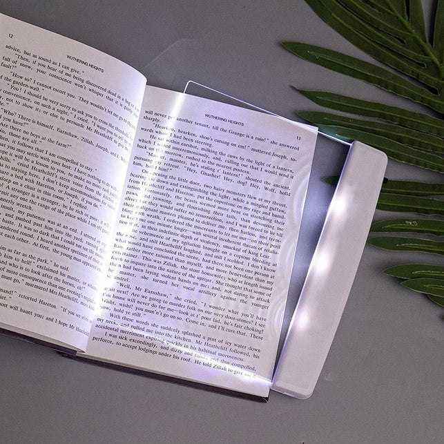 Juesi Flat Book Light for Reading in Bed at Night Clear LED Book Full Page Light Illuminator Panel Plate Lamp Board Wireless (White) - The Gadget Collective