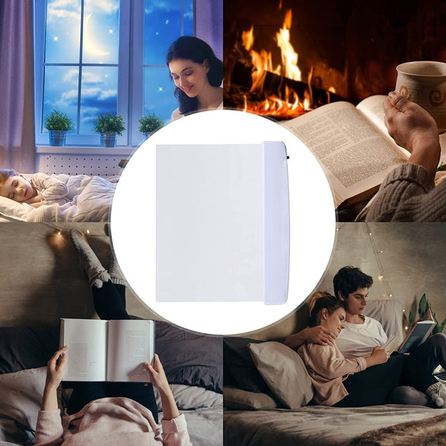 Juesi Flat Book Light for Reading in Bed at Night Clear LED Book Full Page Light Illuminator Panel Plate Lamp Board Wireless (White) - The Gadget Collective