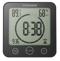 KADAMS Digital Clock Timer with Alarm, Waterproof for Water Spray for Bathroom Shower Kitchen, Touch Screen Timer, Temperature Humidity Display, Sucti - The Gadget Collective
