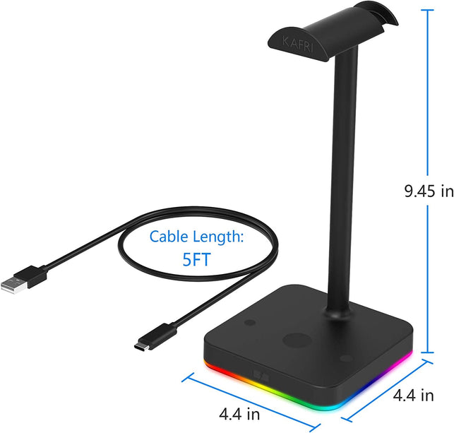 KAFRI RGB Headphone Stand with Wireless Charger Desk Gaming Headset Holder Hanger Rack with 10W/7.5W Fast Charge QI Wireless Charging Pad - Suitable for Gamer Desktop Table Game Earphone Accessories - The Gadget Collective