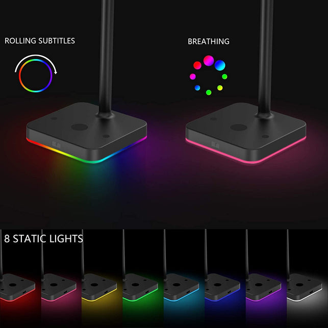 KAFRI RGB Headphone Stand with Wireless Charger Desk Gaming Headset Holder Hanger Rack with 10W/7.5W Fast Charge QI Wireless Charging Pad - Suitable for Gamer Desktop Table Game Earphone Accessories - The Gadget Collective