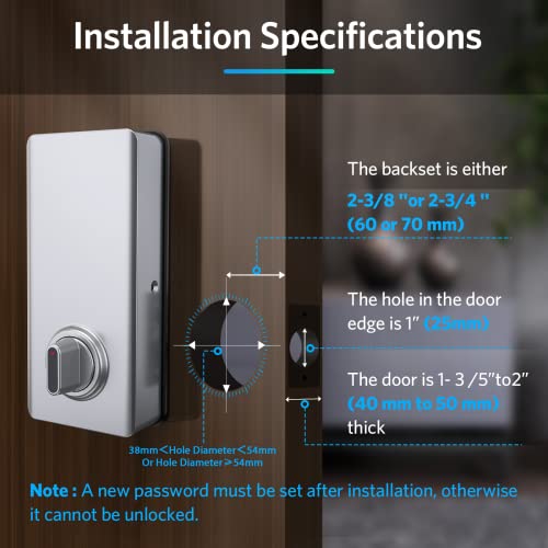 Keyless Entry Door Lock, Smart Deadbolt Lock with Bluetooth App, Electronic Keypad, IC Card, Spare Keys, Security Waterproof Smart Lock Easy Install USB Ideal for Home Use, Office, Hotel.(Sliver) - The Gadget Collective