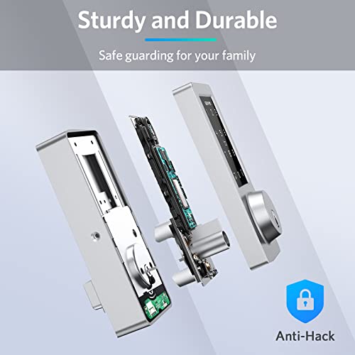 Keyless Entry Door Lock, Smart Deadbolt Lock with Bluetooth App, Electronic Keypad, IC Card, Spare Keys, Security Waterproof Smart Lock Easy Install USB Ideal for Home Use, Office, Hotel.(Sliver) - The Gadget Collective