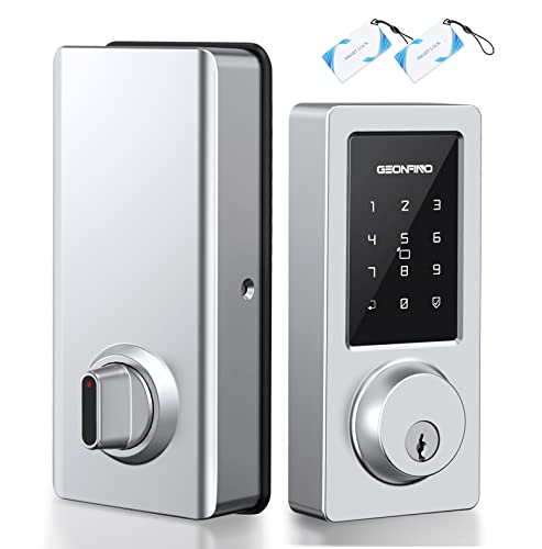 Keyless Entry Door Lock, Smart Deadbolt Lock with Bluetooth App, Electronic Keypad, IC Card, Spare Keys, Security Waterproof Smart Lock Easy Install USB Ideal for Home Use, Office, Hotel.(Sliver) - The Gadget Collective