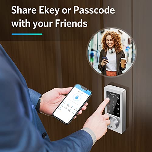 Keyless Entry Door Lock, Smart Deadbolt Lock with Bluetooth App, Electronic Keypad, IC Card, Spare Keys, Security Waterproof Smart Lock Easy Install USB Ideal for Home Use, Office, Hotel.(Sliver) - The Gadget Collective