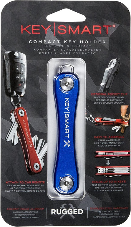 Keysmart Rugged - Multi-Tool Key Holder with Bottle Opener and Pocket Clip (Up to 14 Keys, Blue) - The Gadget Collective