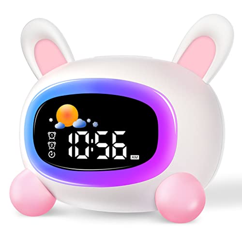 Kids Alarm Clock Cute OK to Wake Alarm Clock for Kids Sleep Training Clock with Night Light and Sleep Sound Machine for Toddlers Boys Girls Teens Bedrooms (Rabbit) - The Gadget Collective