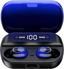 Kinganda Bluetooth Headphones True Wireless Earbuds Touch Control with LED Charging Case IPX7 Waterproof Stereo in Ear Earphones Bluetooth 5.1 Deep Bass Sports Ear Buds with Built-In Mic Blue - The Gadget Collective
