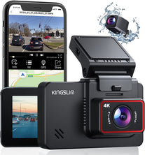 Kingslim D4 4K Dual Dash Cam with Built-In Wifi GPS, Front 4K/2.5K Rear 1080P Dual Dash Camera for Cars , 3