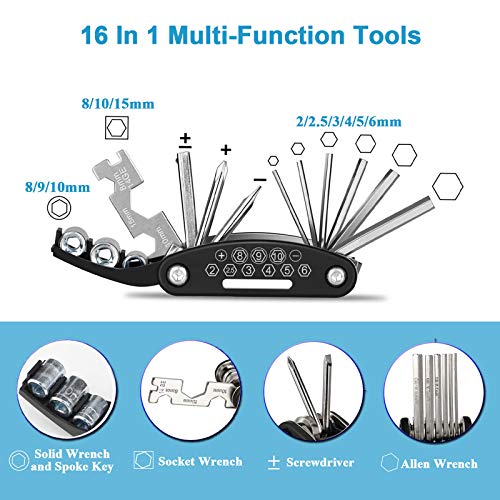 Kitbest Bike Repair Tool Kit. Bicycle Tire Pump, Tire Puncture Repair Kit, Bike Multi Tool Set, Glueless Tire Patches, Bicycle Tire Lever and Portable - The Gadget Collective