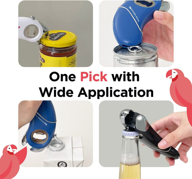 Kitchen Mama Epic One Multifunction Opener: a Pick Ergonomic Opener- Magnetic Bottle Opener, Beer & Soda Can Opener, Pull Tab Opener, Jar Opener for Weak Hands and Arthritis, Funny Gift (Red) - The Gadget Collective