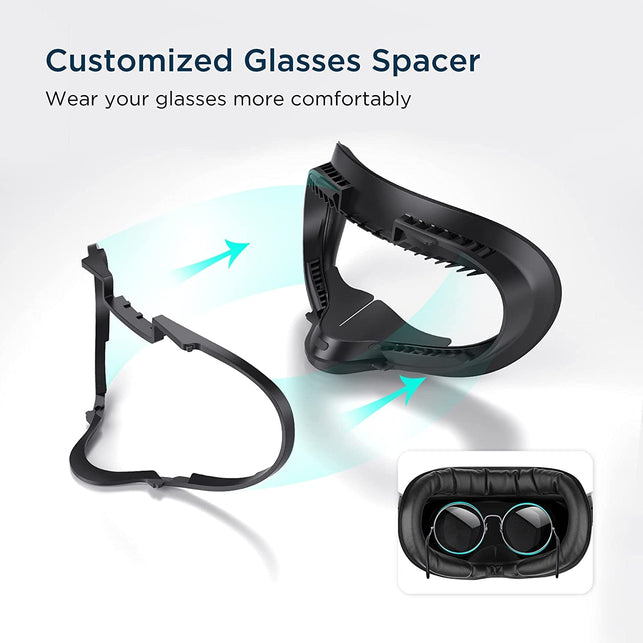 KIWI Design Fitness Facial Interface Compatible with Quest 2 Accessories (Upgraded Version), Face Cushion Foam Pad Replacement 2 Piece, with Customized Glasses Spacer and Lens Protector - The Gadget Collective