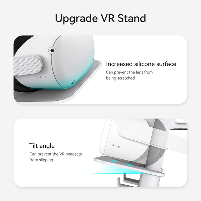 KIWI Design Upgraded VR Stand Compatible with Quest 2 /Quest/Psvr 2 /Rift S/Valve Index/Hp Reverb G2VR Headset and Touch Controllers, Vr Headset Stand and Controller Holder Mount Station (White) - The Gadget Collective