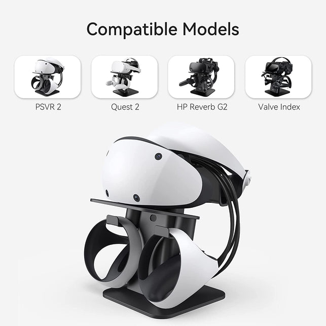 KIWI Design Upgraded VR Stand for Quest 2 /Quest/Psvr 2 /Rift S/Valve Index/Hp Reverb G2 VR Headset and Touch Controllers, VR Headset Stand and Controller Holder Mount Station (Black) - The Gadget Collective