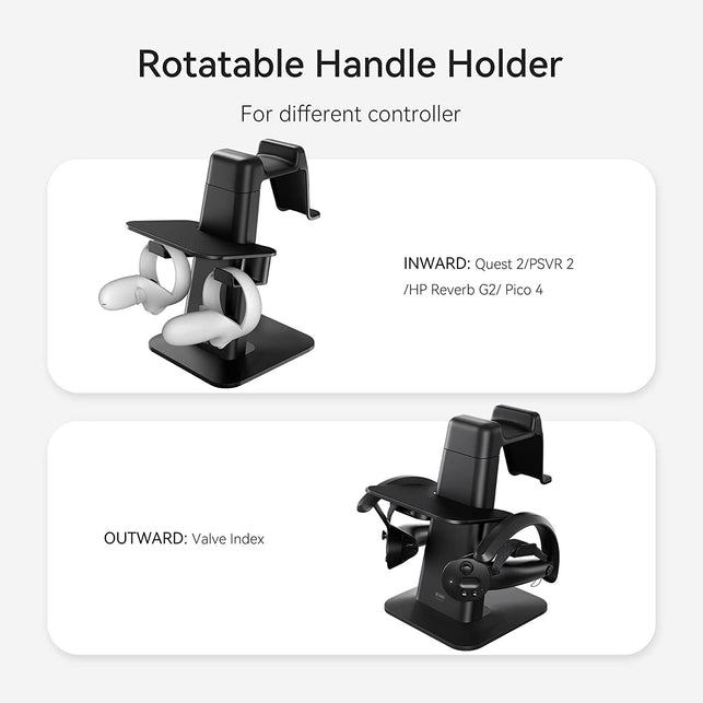 KIWI Design Upgraded VR Stand for Quest 2 /Quest/Psvr 2 /Rift S/Valve Index/Hp Reverb G2 VR Headset and Touch Controllers, VR Headset Stand and Controller Holder Mount Station (Black) - The Gadget Collective