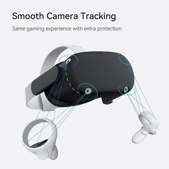 KIWI Design VR Shell Protective Cover with Two Side Protective Sleeves, Compatible with Quest 2 Accessories (Silicone, Black) - The Gadget Collective