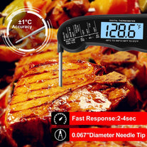 KULUNER TP-01 Waterproof Digital Instant Read Meat Thermometer with 4.6” Folding Probe Backlight & Calibration Function for Cooking Food Candy, BBQ Grill, Liquids,Beef(Black) - The Gadget Collective