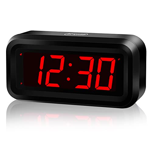 KWANWA Alarm Clock, Wall Clock, Battery Operated Clock, Adjustable 3-Level Led Brightness, Dim Night Model, 12/24Hr, Cordless, Constantly 1.2'' Red Digits Display, Small Clock for Bedroom/Travel - The Gadget Collective